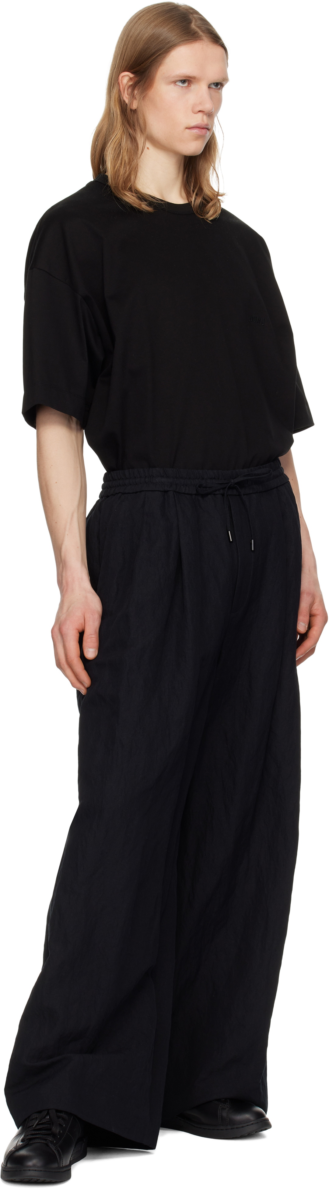 Juun.J Black Cotton-Linen Blended Trousers