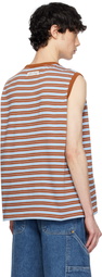 AFTER PRAY Brown & Blue Stripe Tank Top
