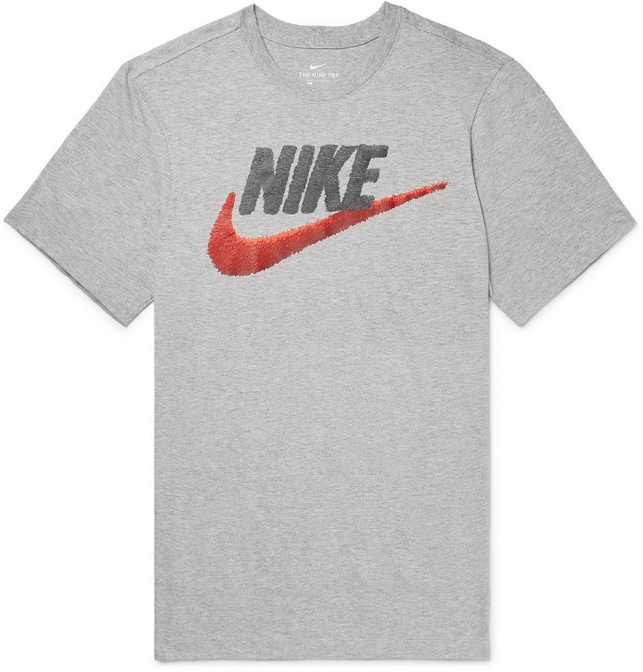 Photo: Nike - Logo-Print Cotton-Jersey T-Shirt - Gray