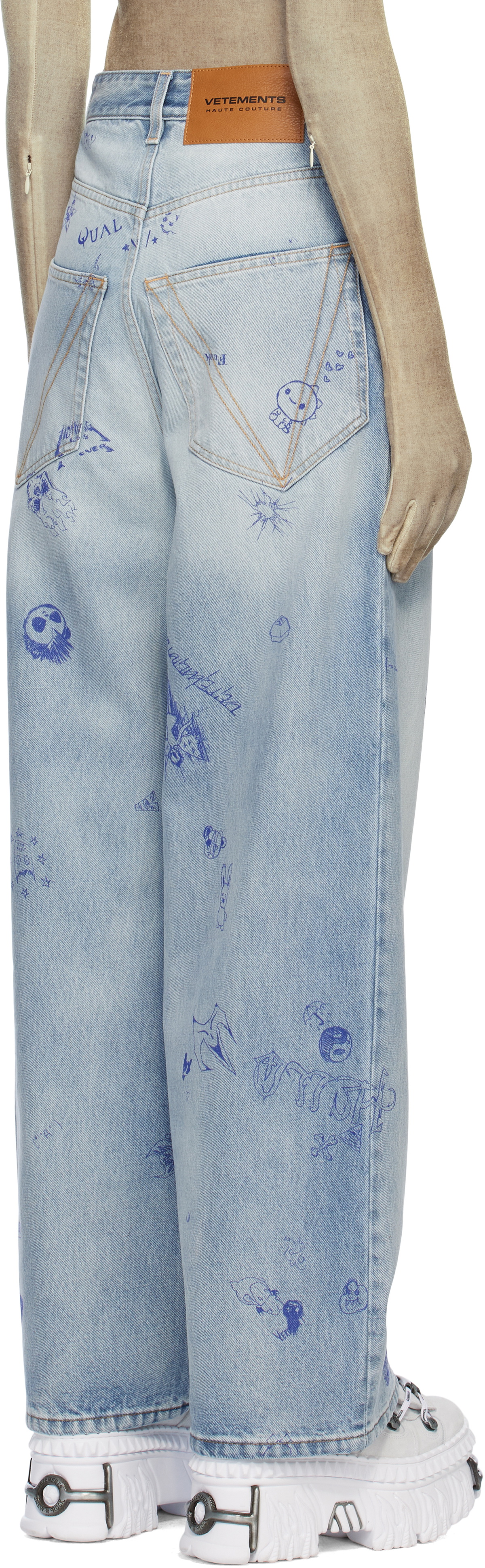 VETEMENTS Blue Scribbled Baggy Jeans