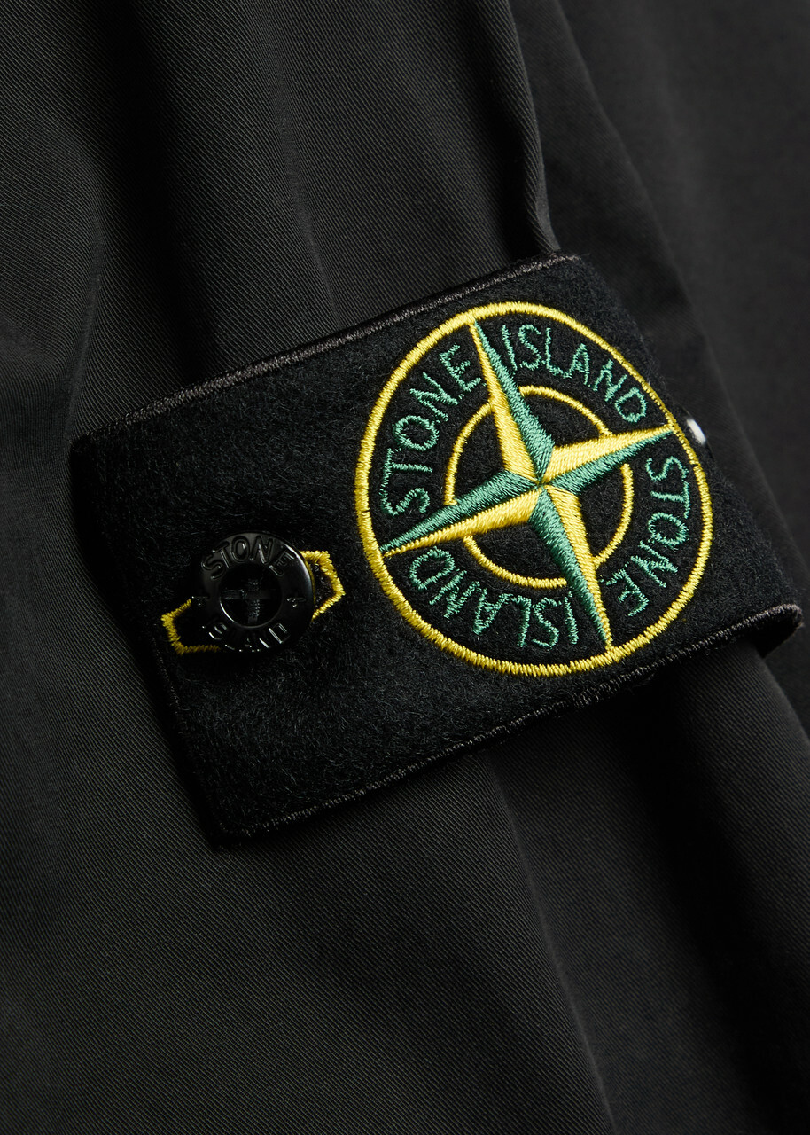 Stone Island Logo-appliquéd Stretch-cotton Overshirt Black