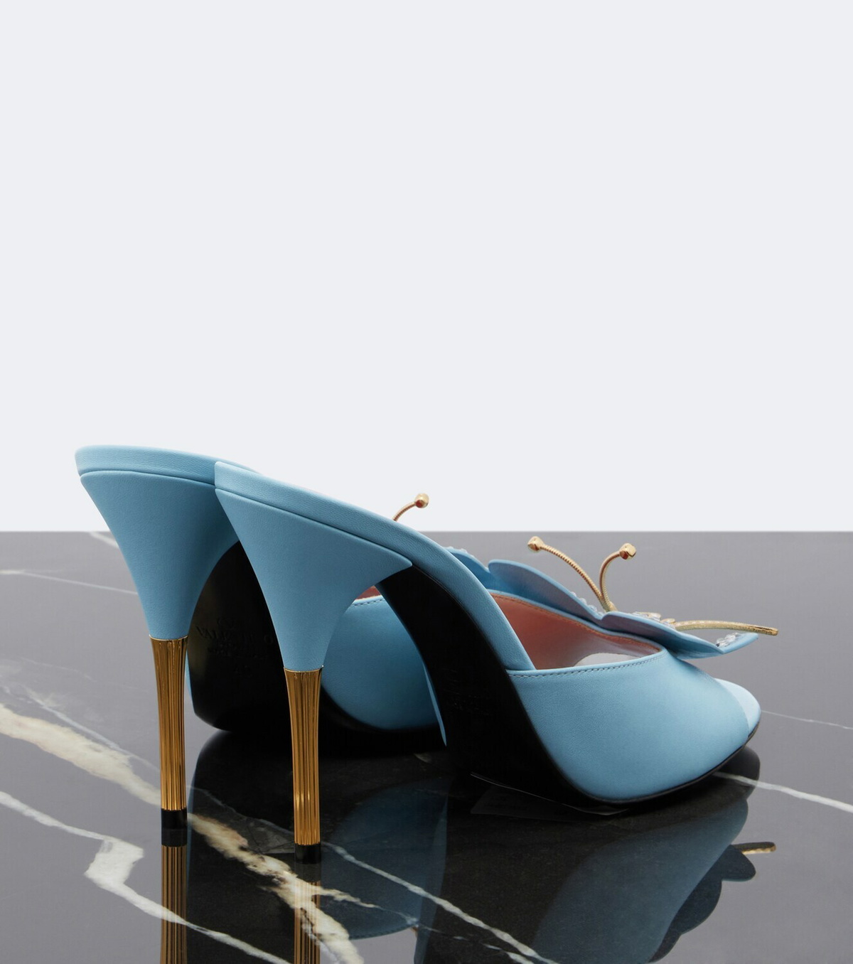 Valentino Garavani Flutterby embellished leather mules