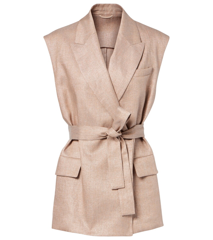 Photo: Brunello Cucinelli Belted linen-blend vest