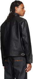 Nudie Jeans Black Eddy Rider Leather Jacket