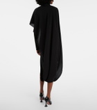 Mugler Asymmetric caped crêpe midi dress