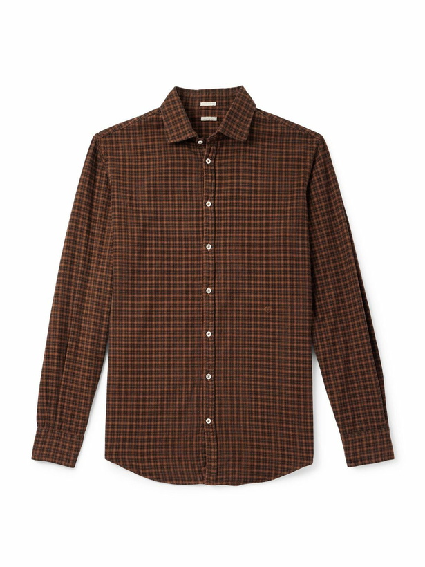 Photo: Massimo Alba - Canary Checked Cotton-Flannel Shirt - Red