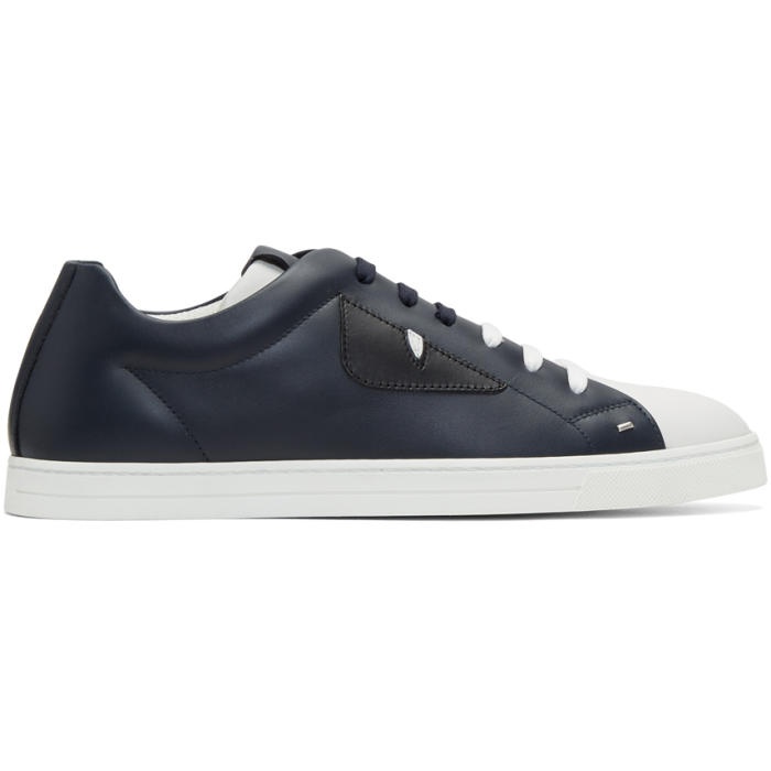 Photo: Fendi Navy and White Bag Bugs Sneakers 