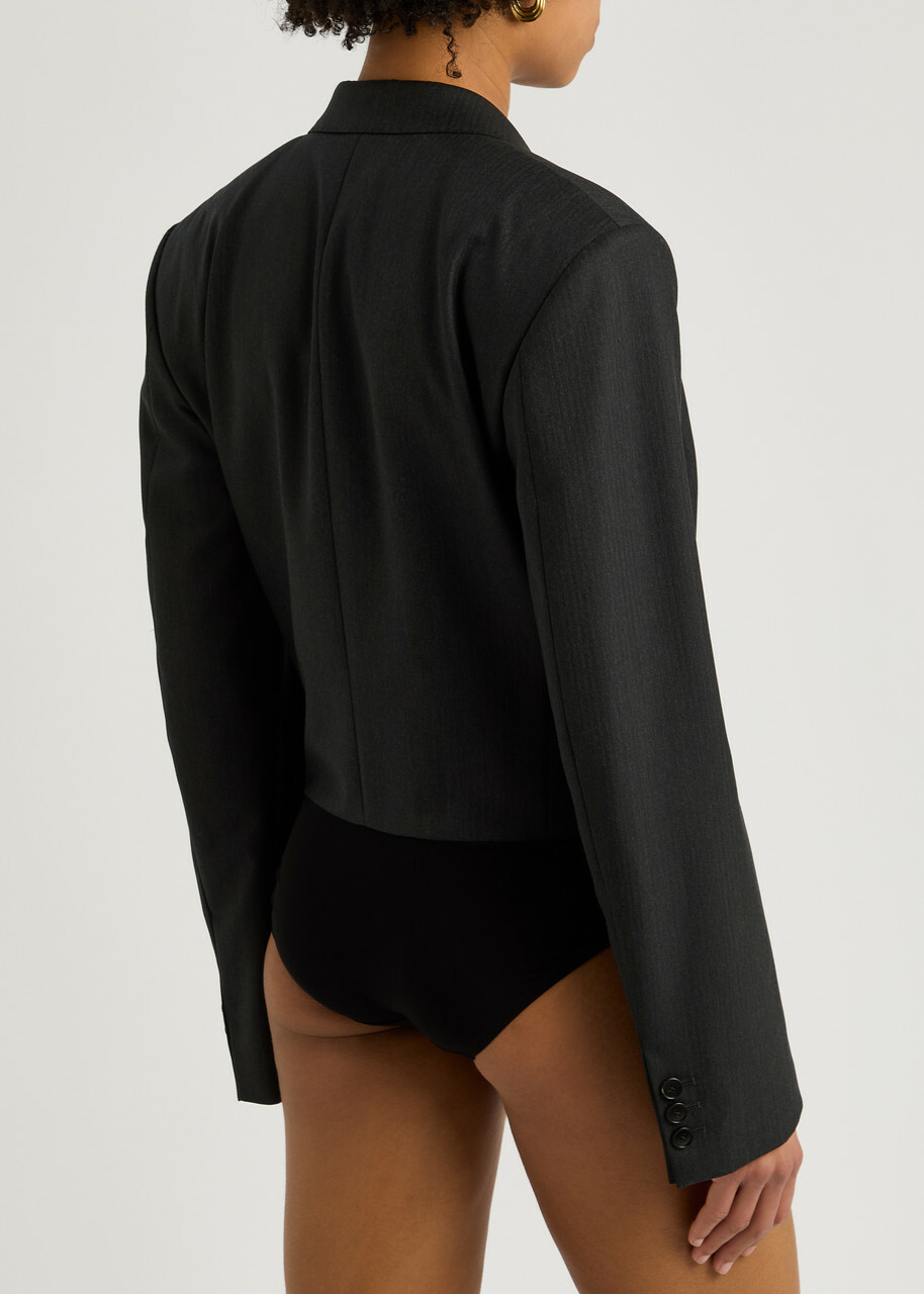 Petar Petrov Back To Black Wool Blazer Bodysuit Grey