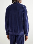 Needles - Logo-Embroidered Striped Cotton-Blend Velour Track Jacket - Blue