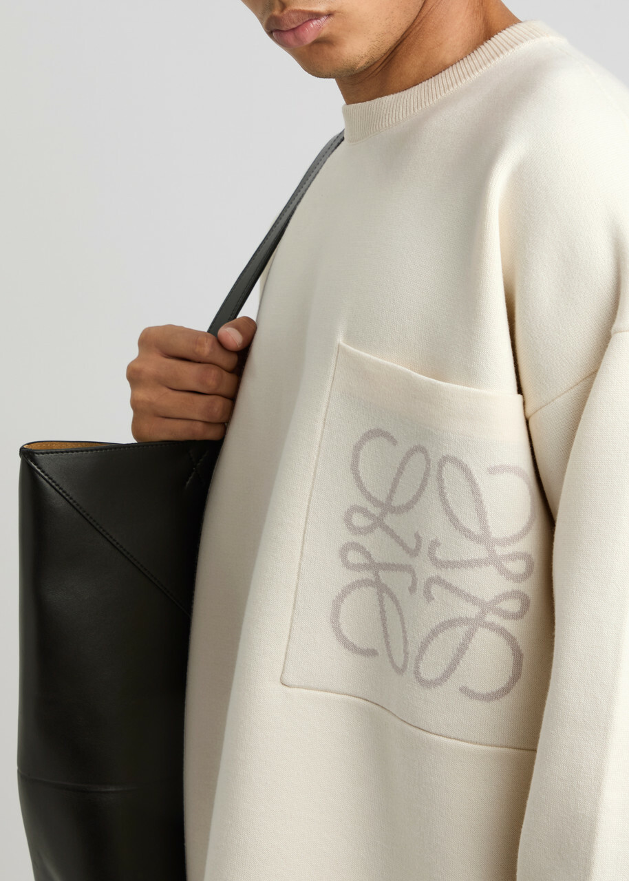 Loewe Anagram-intarsia Cotton-blend Jumper Cream