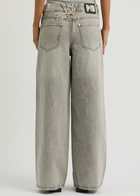 House OF Sunny Lace-up Wide-leg Jeans Grey