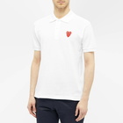 Comme des Garçons Play Men's Overlapping Heart Polo Shirt in White/Red