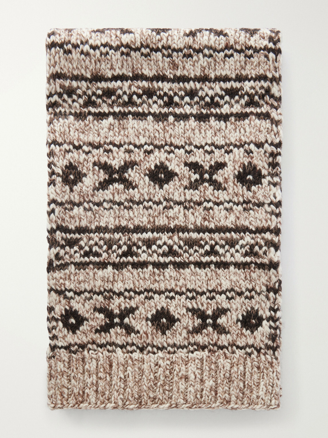 RRL - Fair Isle Wool-Blend Jacquard Scarf - Brown