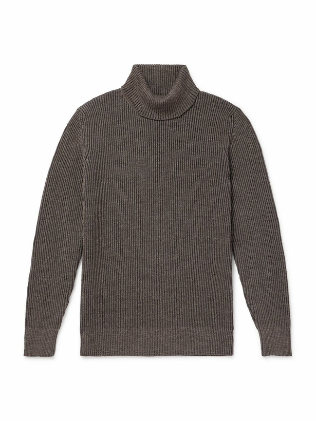 Photo: S.N.S Herning - Fender III Slim-Fit Ribbed Virgin Wool Rollneck Sweater - Brown