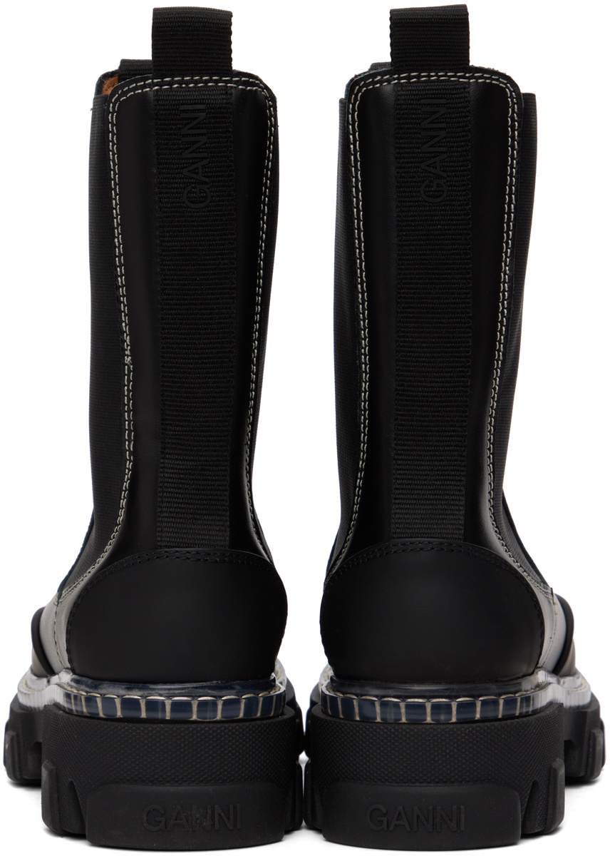 GANNI Black Cleated Chelsea Boots