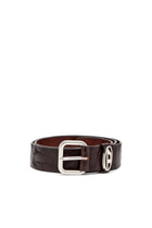 Diesel 3.9cm logo-plaque wrinkled leather belt - Belts - Unisex - Brown