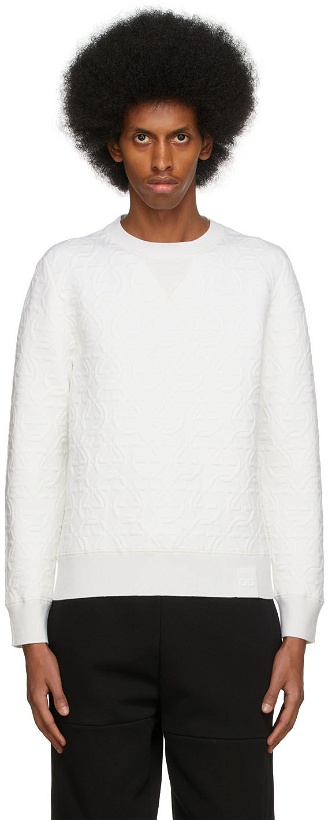 Photo: Salvatore Ferragamo White Knit Logo Embossed Sweatshirt