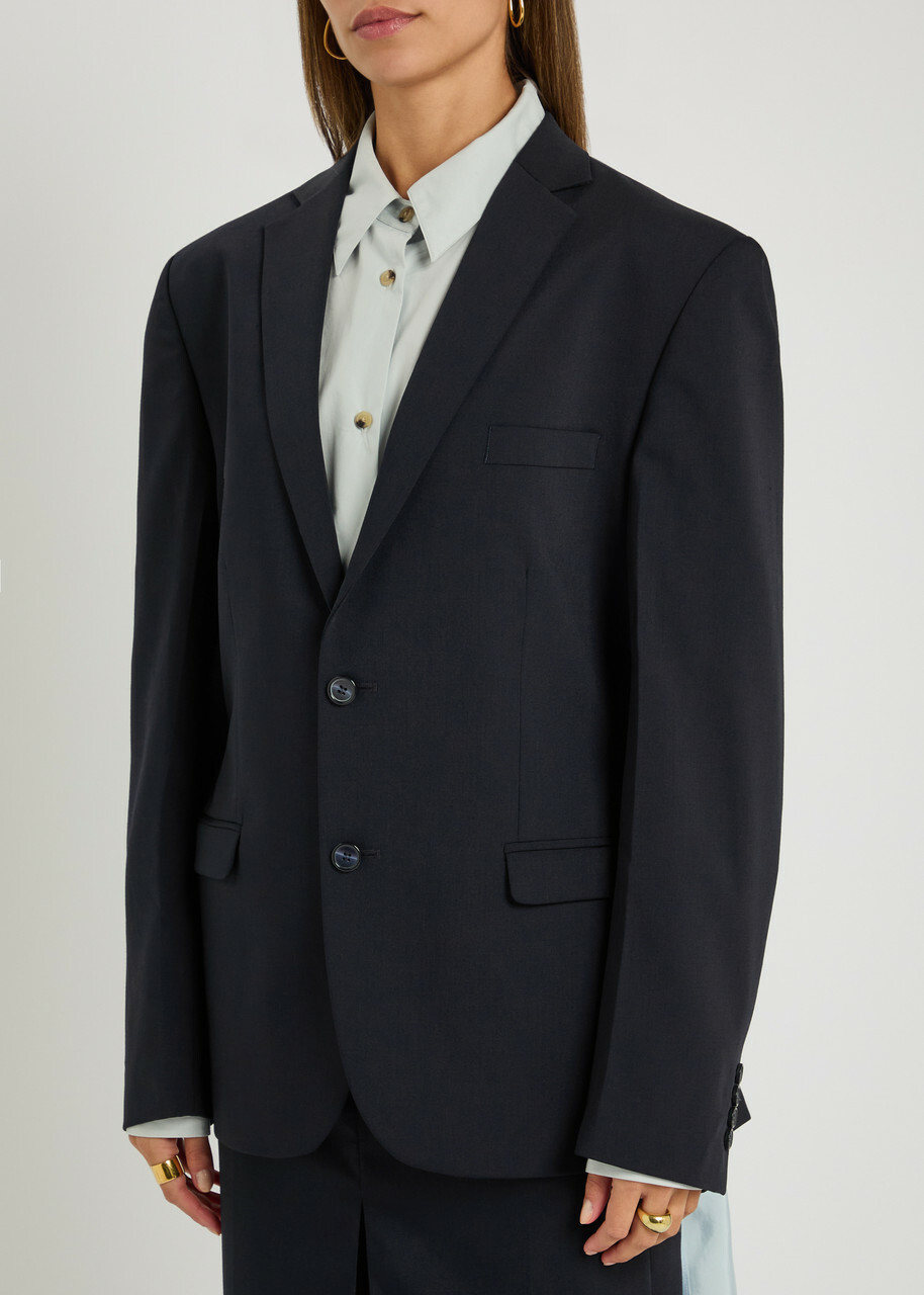 Bettter Ellis Panelled Wool-blend Blazer Navy