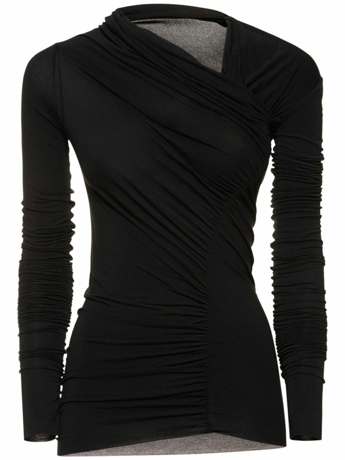 RICK OWENS - Elise Gathered Jersey Long Sleeve Top Rick Owens