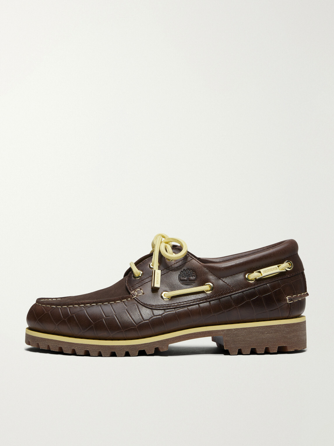 Timberland - Jacquemus Croc-Effect Leather Boat Shoes - Brown