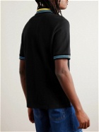 Loewe - Paula's Ibiza Logo-Embroidered Cotton and Linen-Blend Piqué Polo Shirt - Black