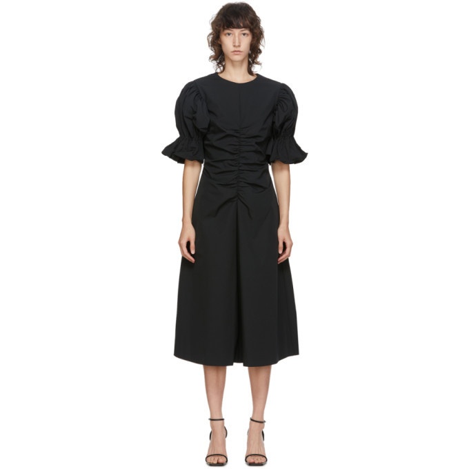 Photo: Edit Black Flare Ruched Sleeve A-Line Dress