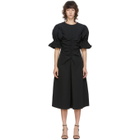 Edit Black Flare Ruched Sleeve A-Line Dress