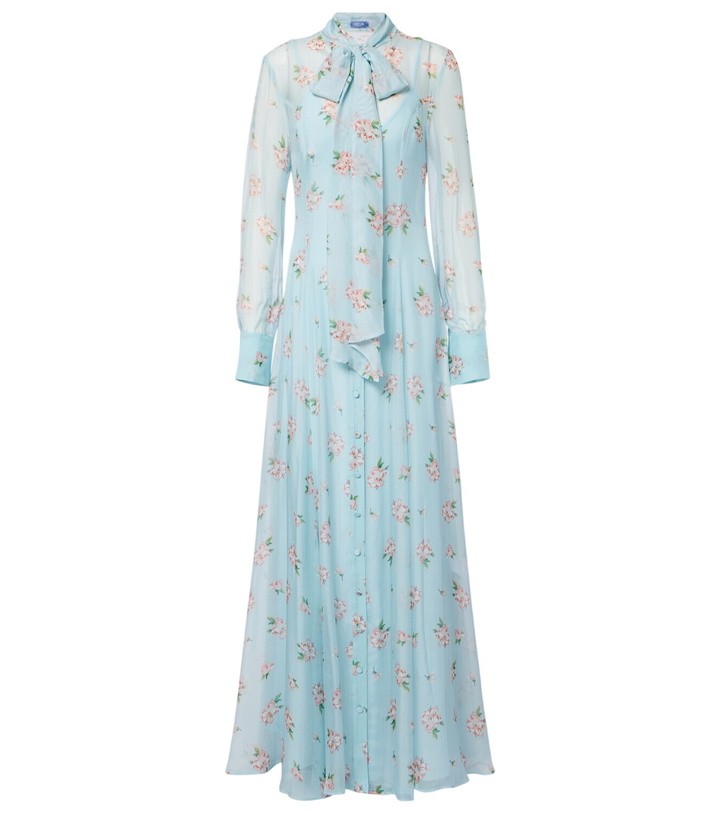 Photo: Leo Lin Lilith bow-detail floral chiffon maxi dress