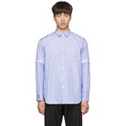 Comme des Garcons Shirt White and Blue Stripe Zip-On Sleeves Shirt