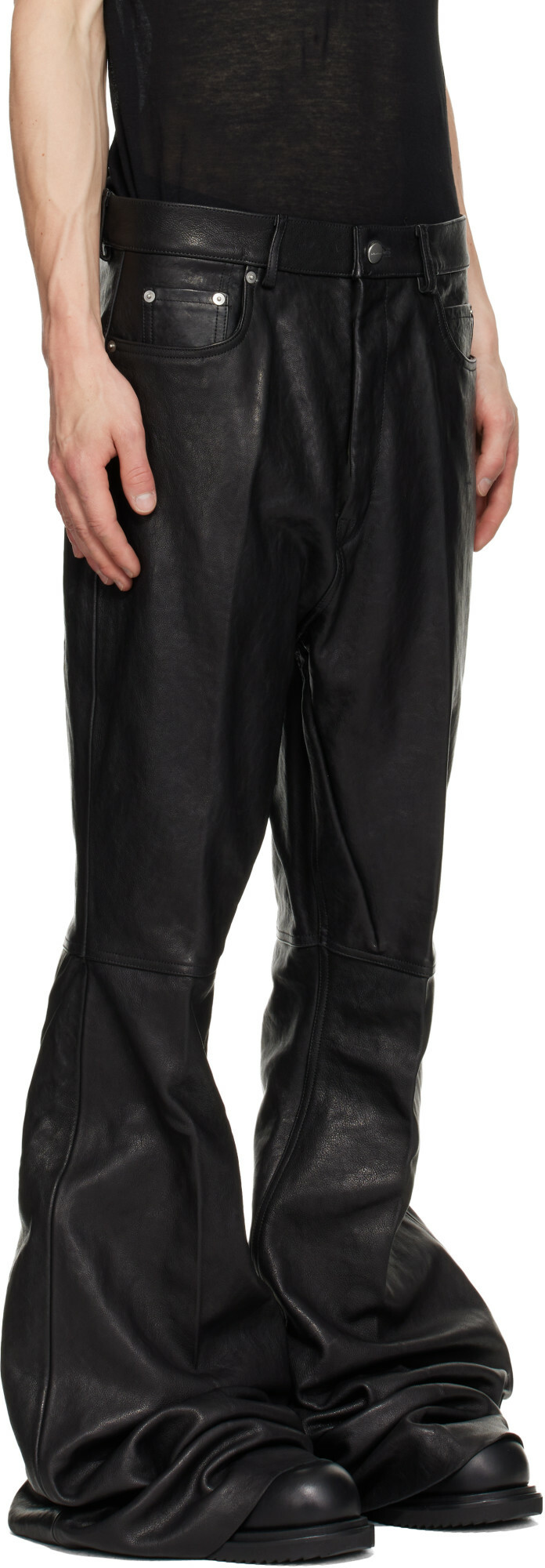 Rick Owens Black Tower Bolan Bootcut Leather Pants