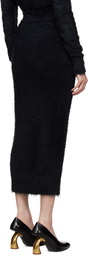 Dries Van Noten Black Fuzzy Midi Skirt