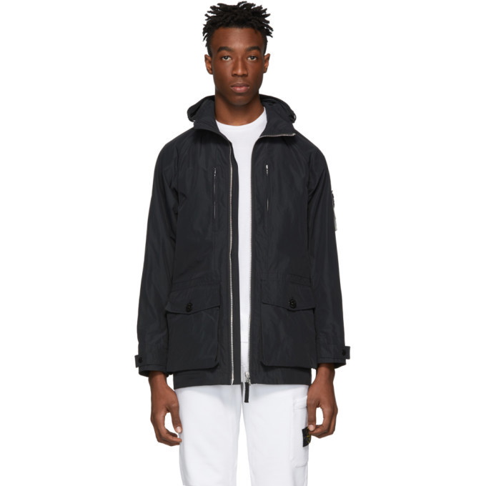 Photo: Stone Island Black Mid-Length Hooded Jacket