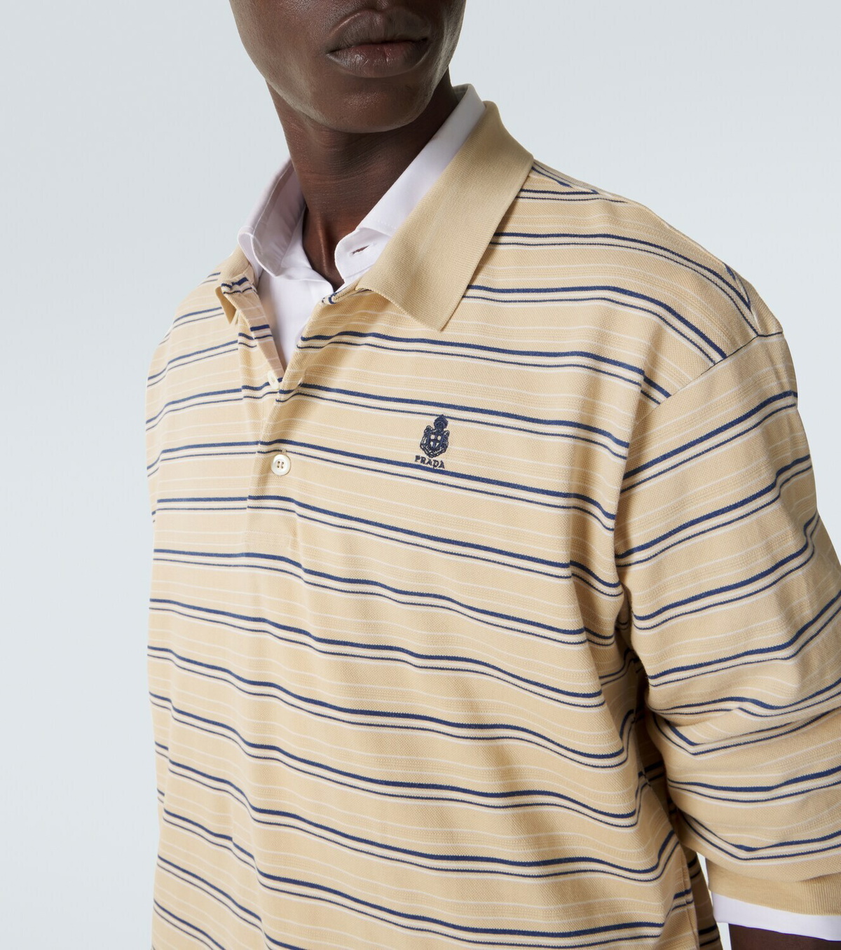 Prada Striped cotton piqué polo shirt