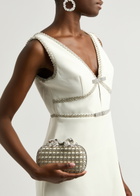 Self-portrait Bow Crystal-embellished Satin box Clutch - Cream - One Size