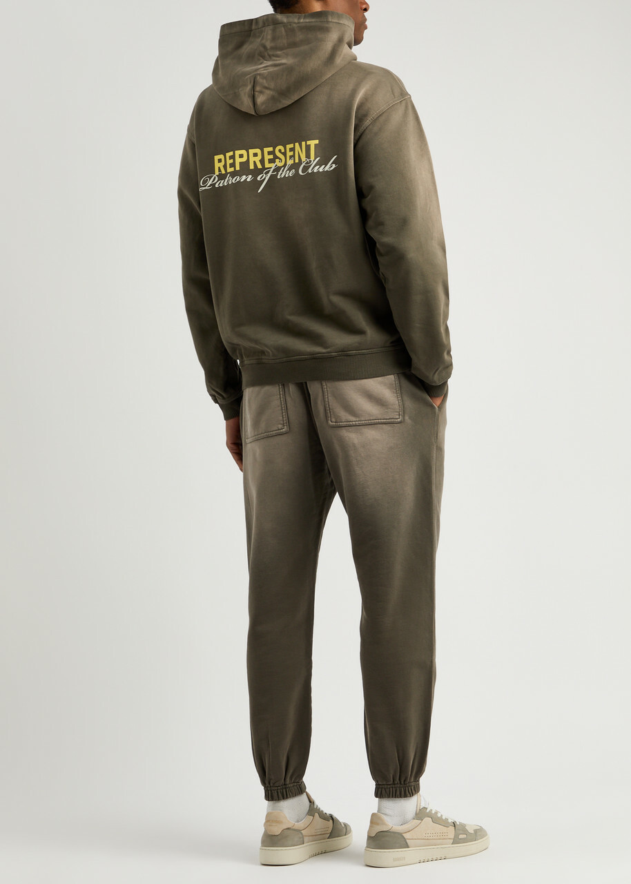 Represent Patron Of The Club Hooded Cotton Sweatshirt Olive Represent
