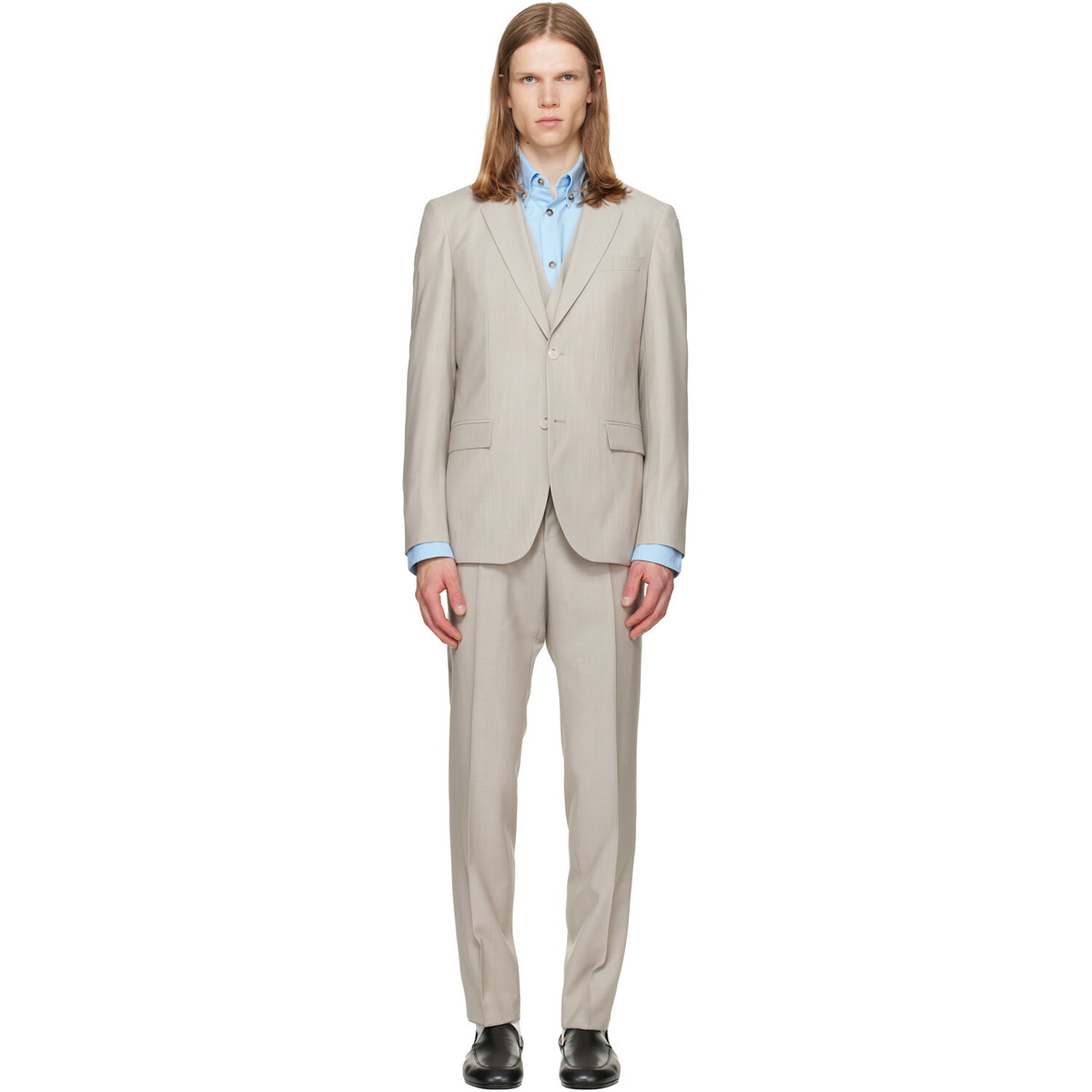 BOSS Gray Three-Piece Slim-Fit Suit