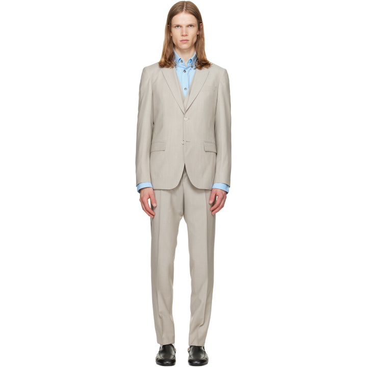 Photo: BOSS Gray Three-Piece Slim-Fit Suit