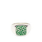 Maple Men's Floral Signet Ring in Silver/Green