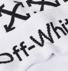 Off-White - Ribbed Logo-Intarsia Stretch Cotton-Blend Socks - White