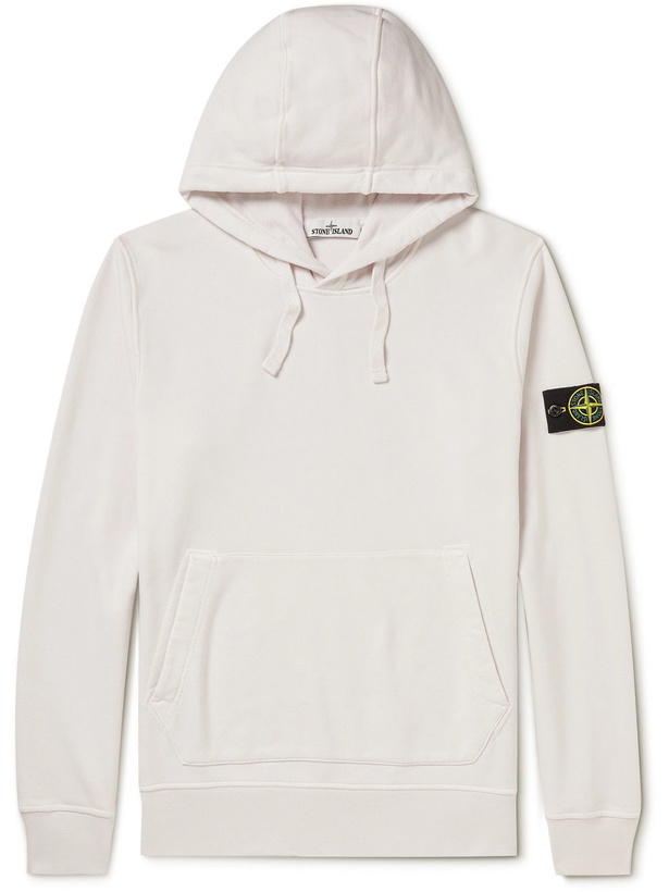 Photo: Stone Island - Logo-Appliquéd Cotton-Jersey Hoodie - Neutrals