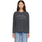 ANINE BING Black Ivan Long Sleeve 'Paris' Stencil T-shirt