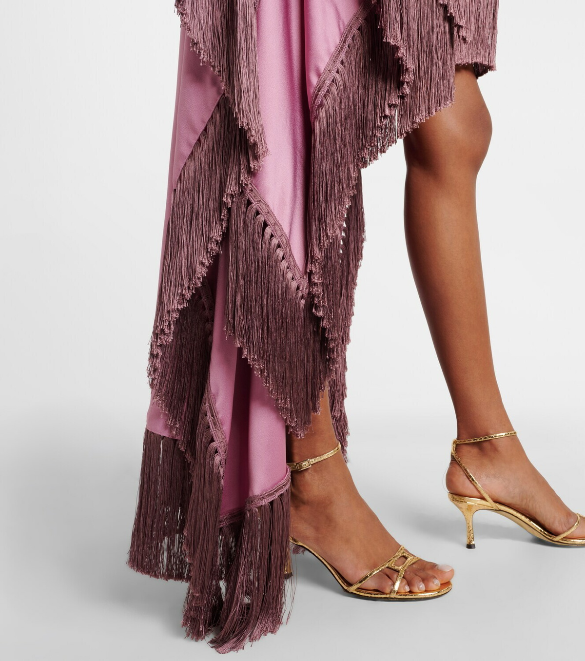 Taller Marmo Asymmetric fringed satin kaftan