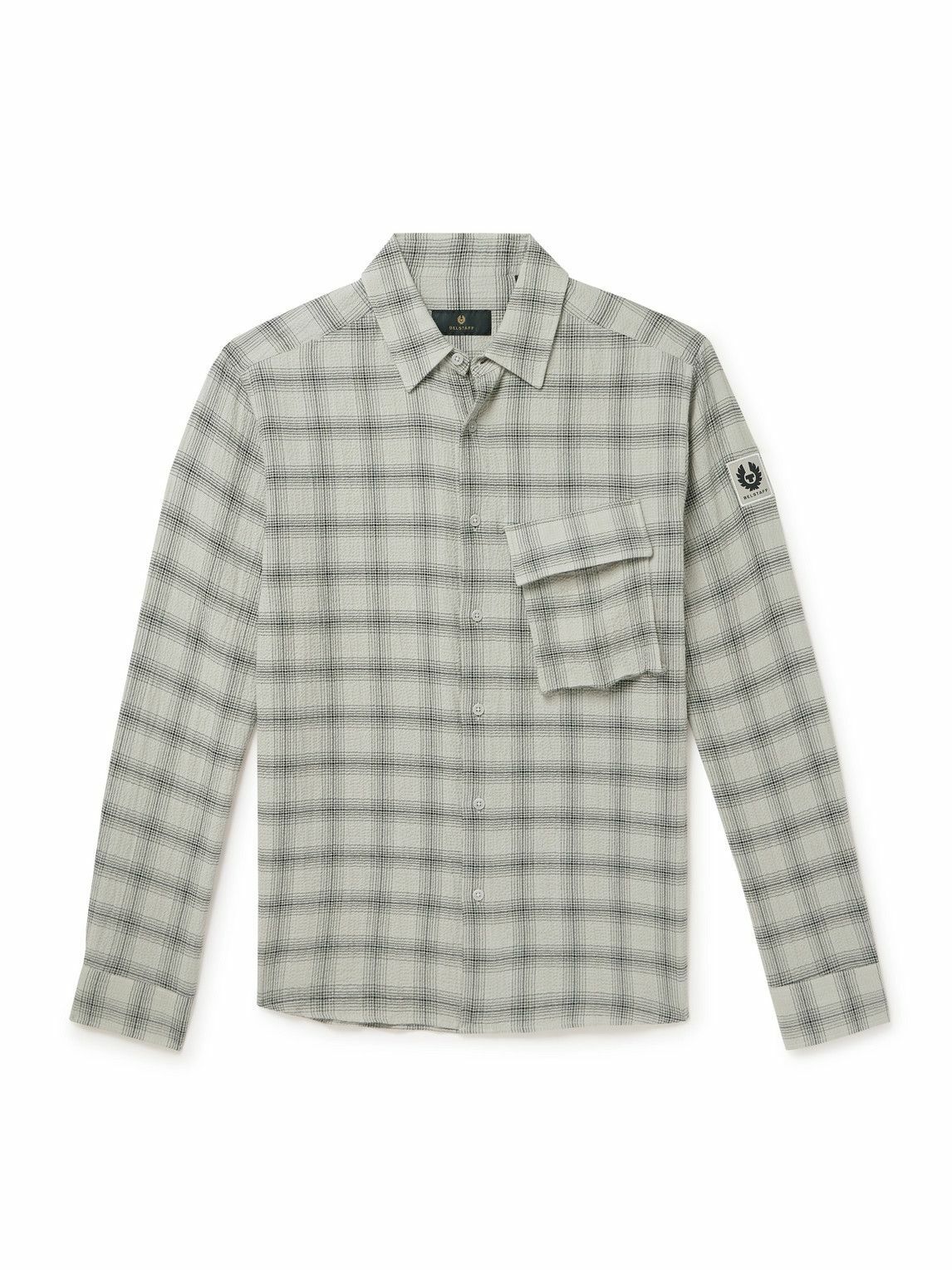 Belstaff - Scale Checked Crinkled-Cotton Shirt - Gray