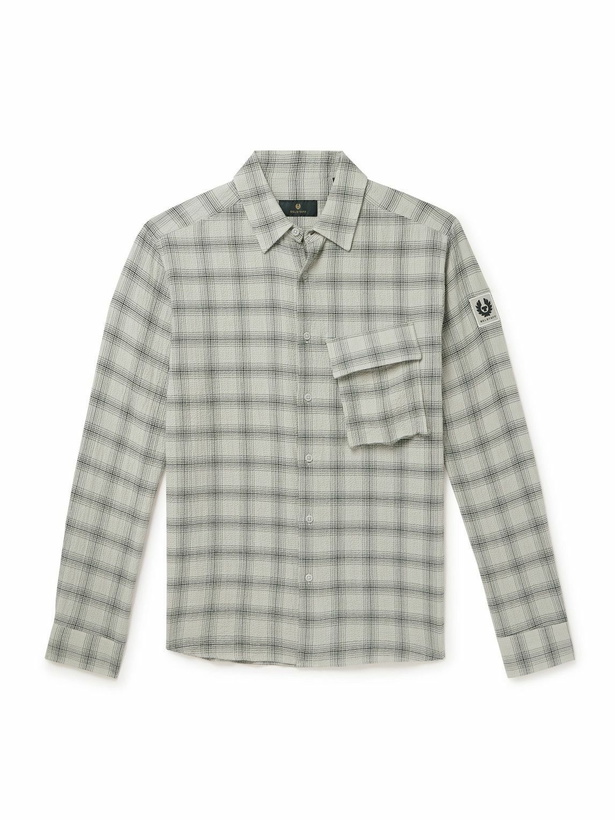 Photo: Belstaff - Scale Checked Crinkled-Cotton Shirt - Gray