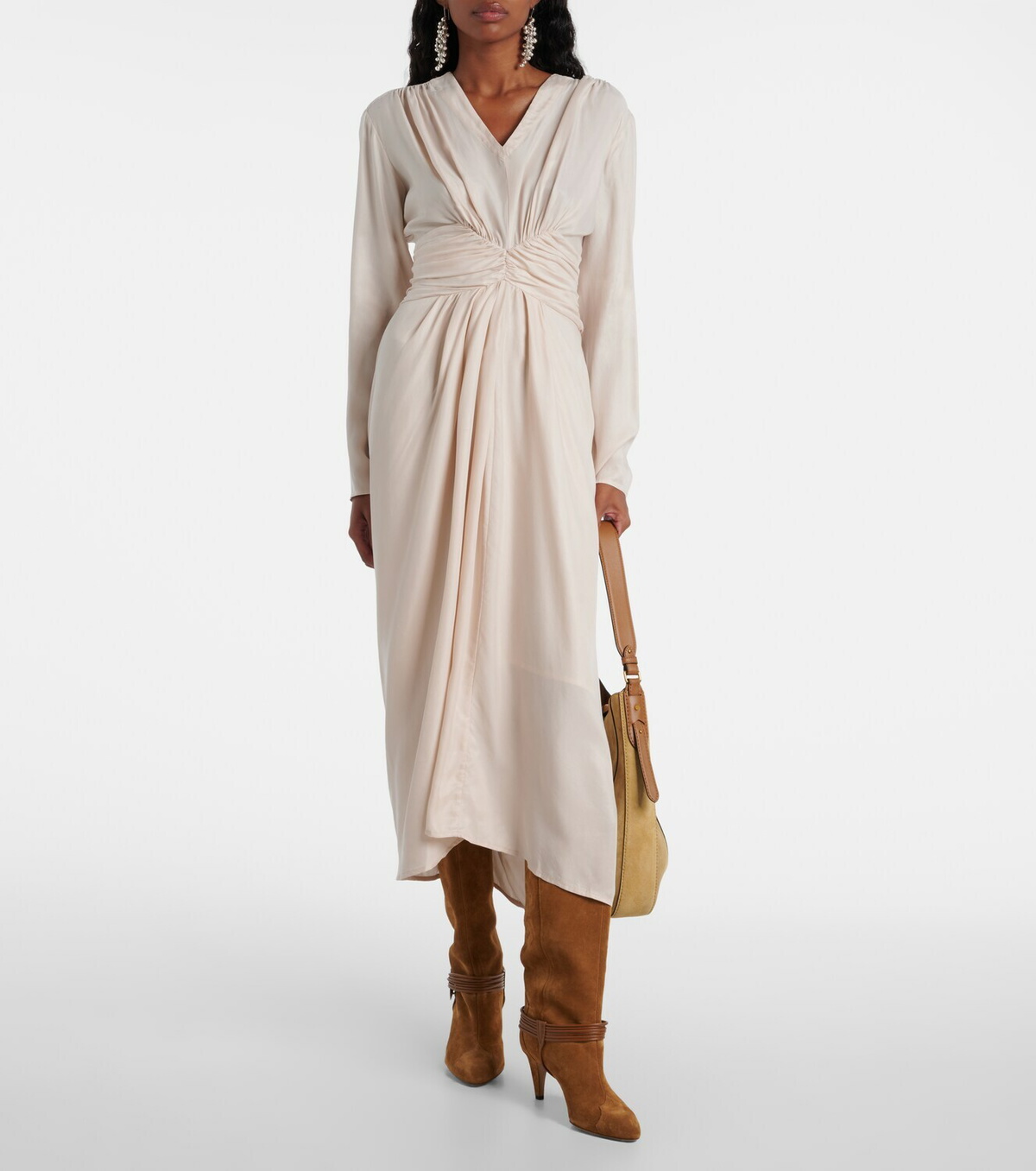 Marant Etoile Pleated gathered midi dress