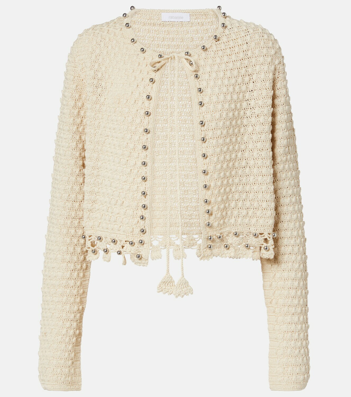 Rabanne Embellished crochet cotton cardigan