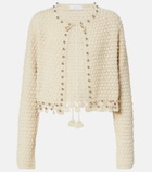 Rabanne Embellished crochet cotton cardigan
