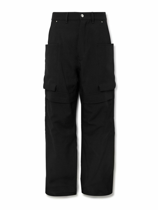 Photo: Rick Owens - Stefan Wide-Leg Grain De Poudre Wool Trousers - Black