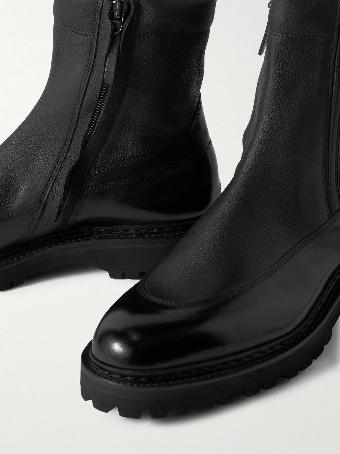 John Lobb - Ridge Smooth and Full-Grain Leather Chelsea Boots - Black