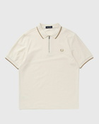 Fred Perry Crepe Pique Zip Neck Polo Shrt White - Mens - Polos